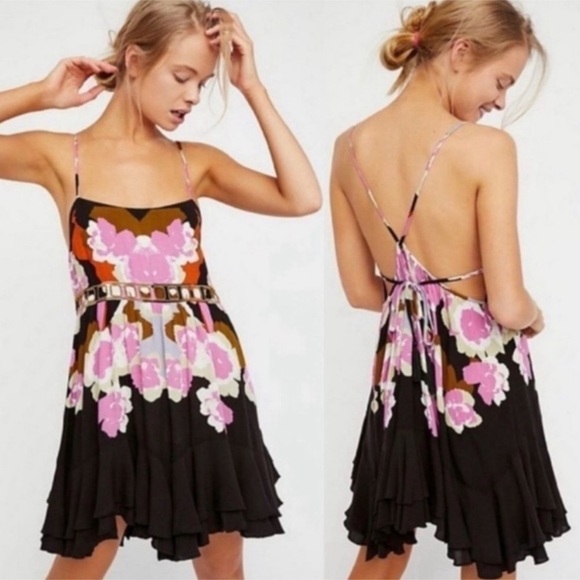 Free People Dresses & Skirts - Free People Sweet Lucy Slip Dark Coal Combo Dress Size Medium Women